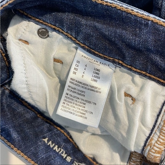 American Eagle Super Stretch Hi-Rise Skinny Super Stretch Jeans Size 4 Long Blue - Picture 7 of 9